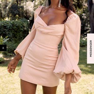 worn ONCE! - House of CB Aliyah Blush Damask Balloon Sleeve Dress - L+